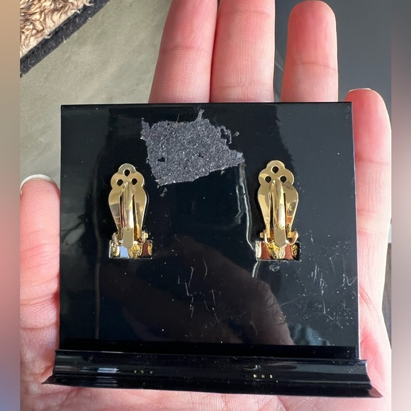 Deadstock Vintage Valentino Rhinestone Crystal Tortoise Turtle Earrings - Picture 4 of 6